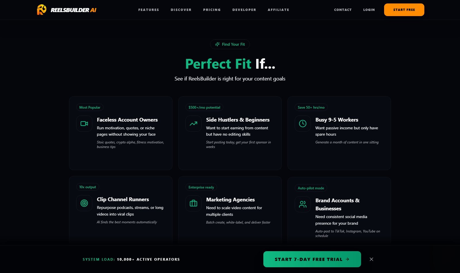 ReelsBuilder Perfect Fit If faceless account owners clip channels brand auto-post