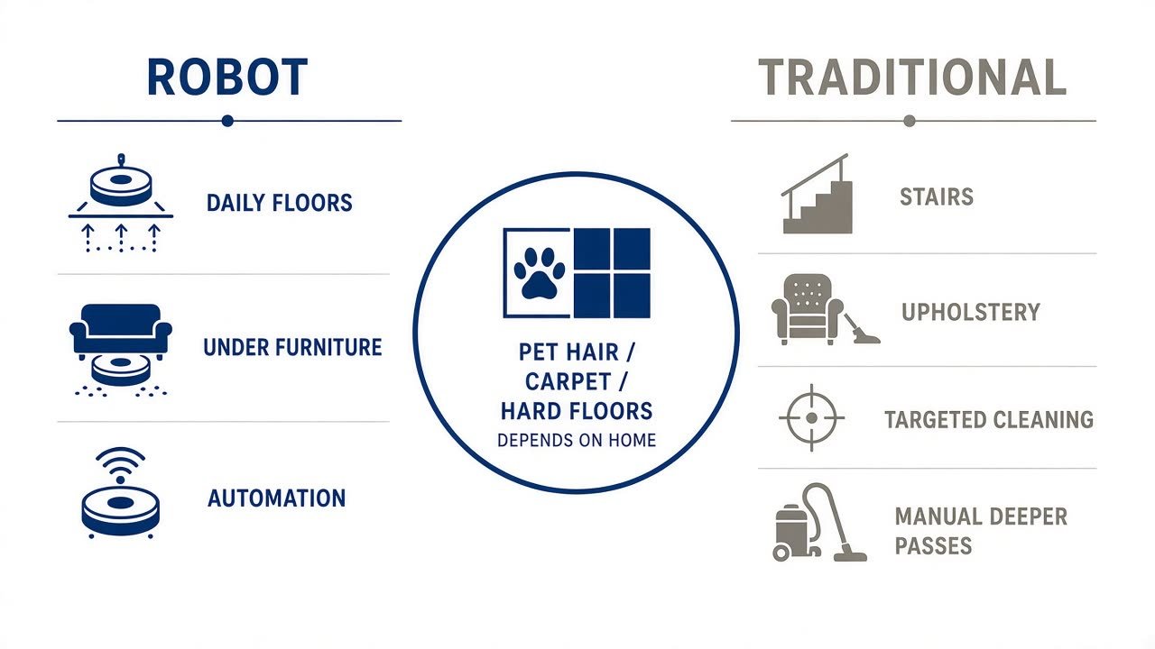 Diagram of robot jobs versus traditional vacuum jobs