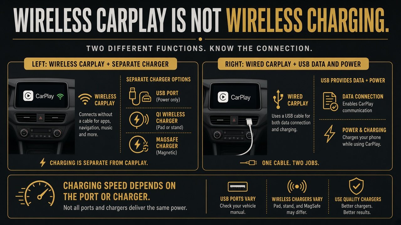 Wireless CarPlay is not wireless charging