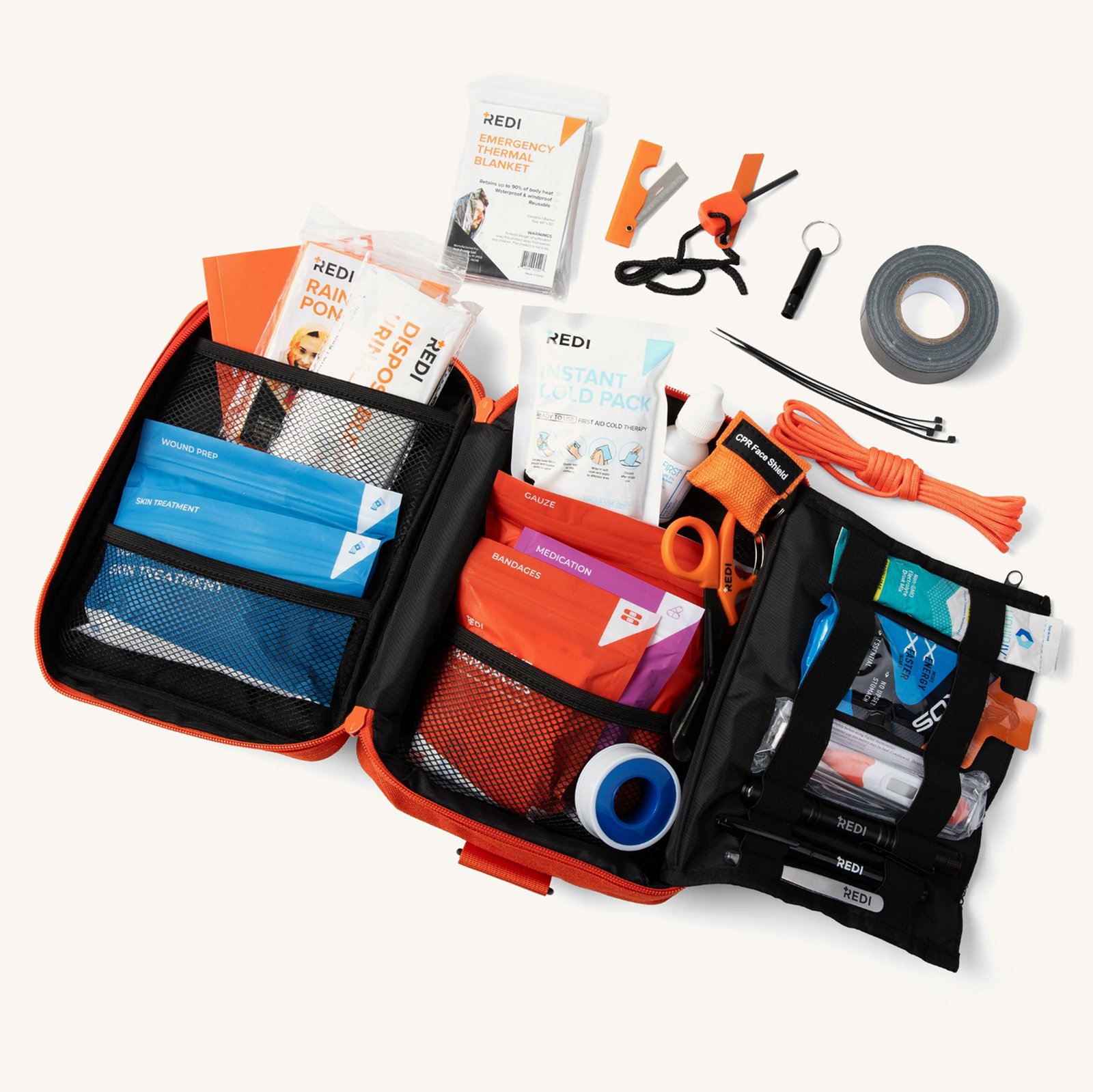 Redi Roadie open with labeled pouches