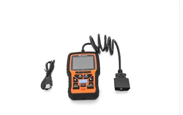 FOXWELL NT301 code reader with its cable and OBD-II plug