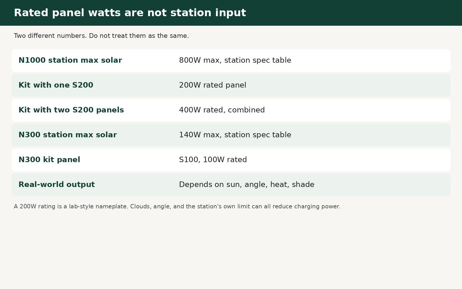 Chart separating station solar limits from panel nameplate watts