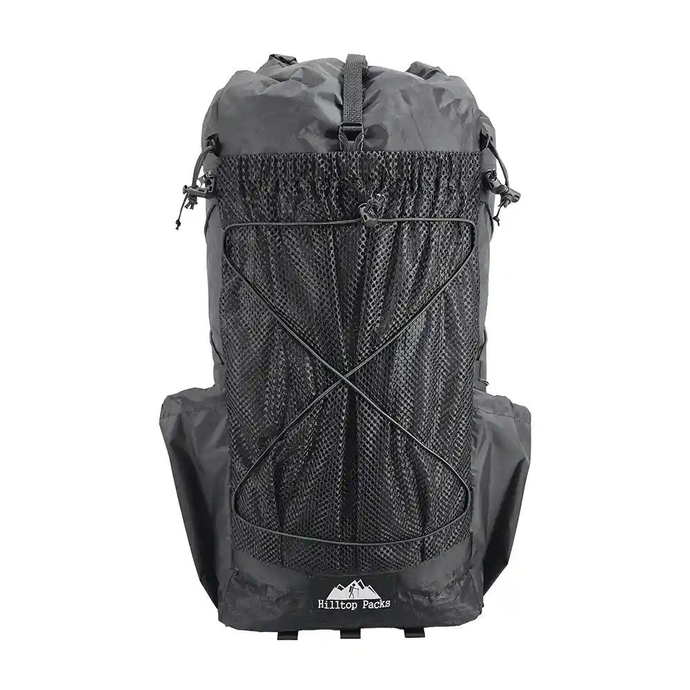 Hilltop Packs Raven D V4 backpack front mesh pocket and roll top