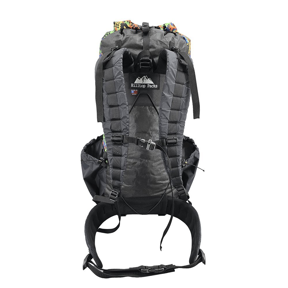 Hilltop Packs Raven ECO V4 backpack rear view with padded hip belt