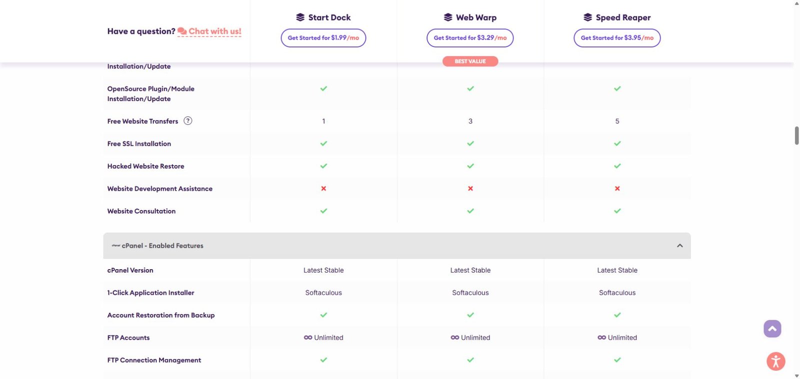 HostArmada technical support comparison showing free website transfers and SSL installation
