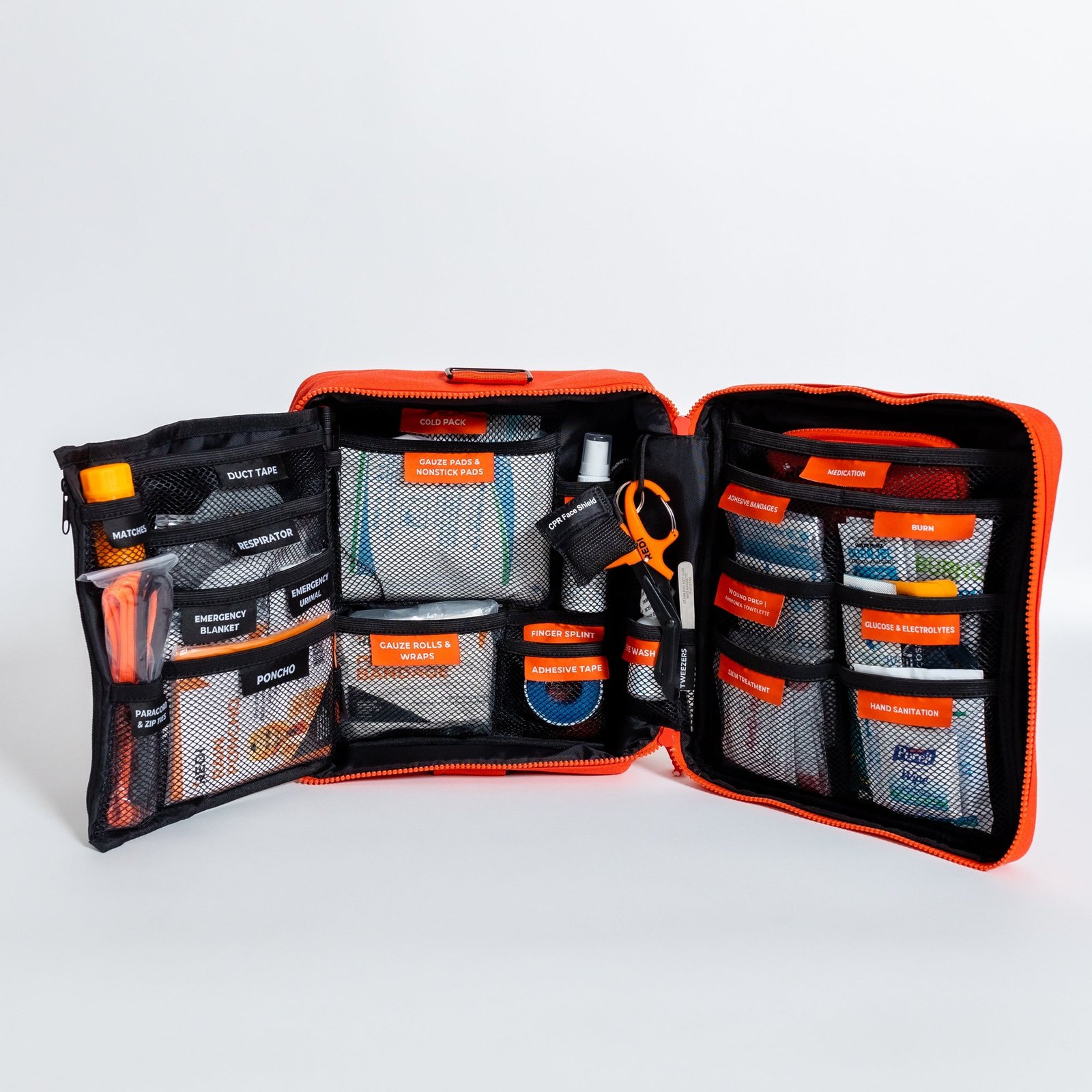 Redi Roadie+ open showing labeled mesh supply compartments