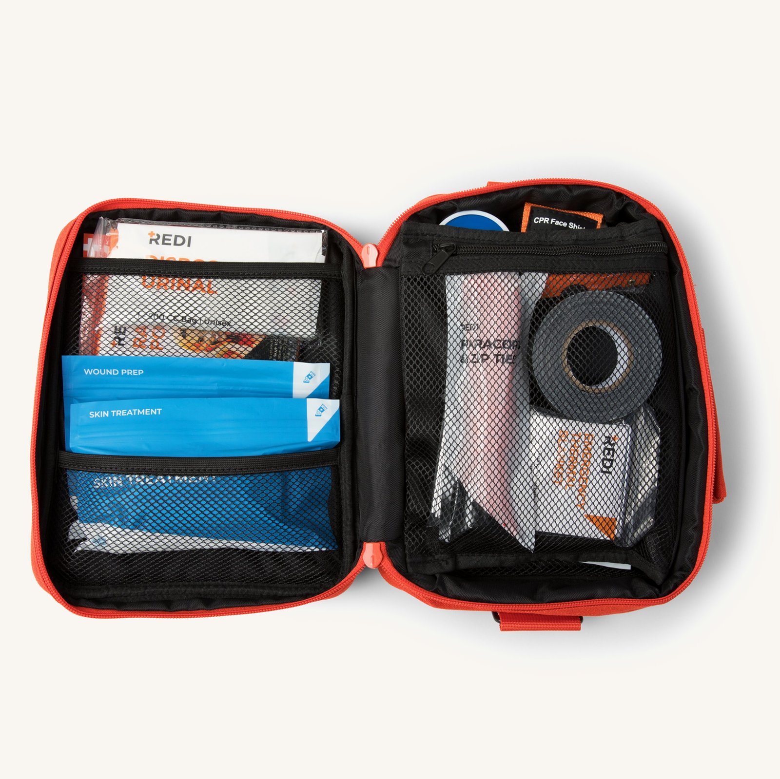 Book-style Redi Roadie with labeled mesh compartments