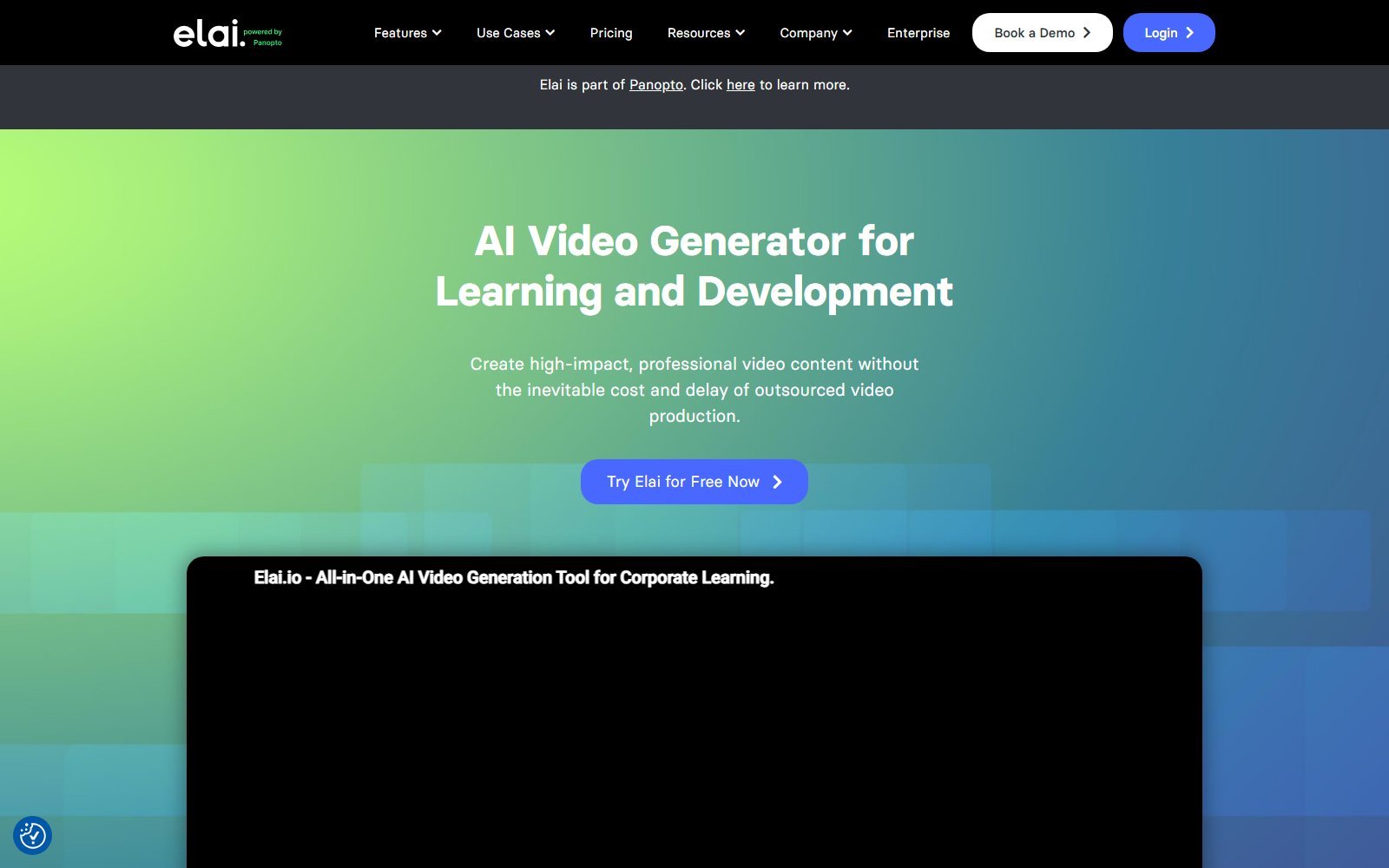 Official Elai homepage capture for AI avatar presentation video