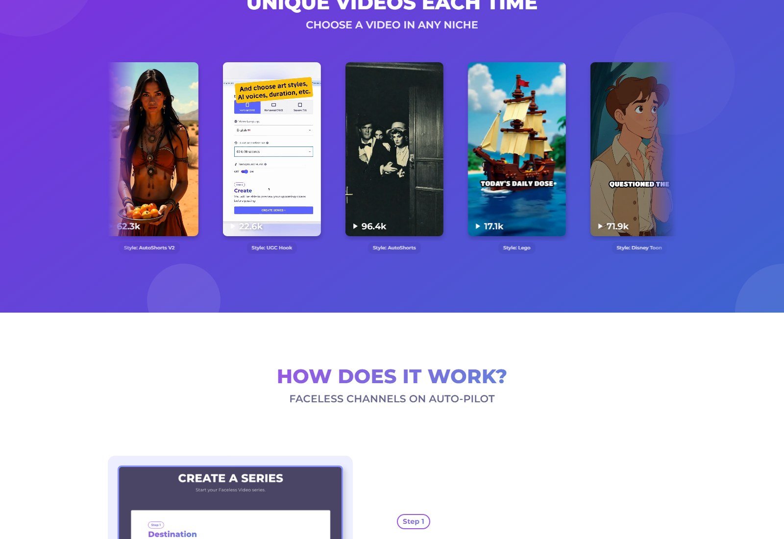 AutoShorts homepage pricing cards for Free Starter Daily and Hardcore monthly plans