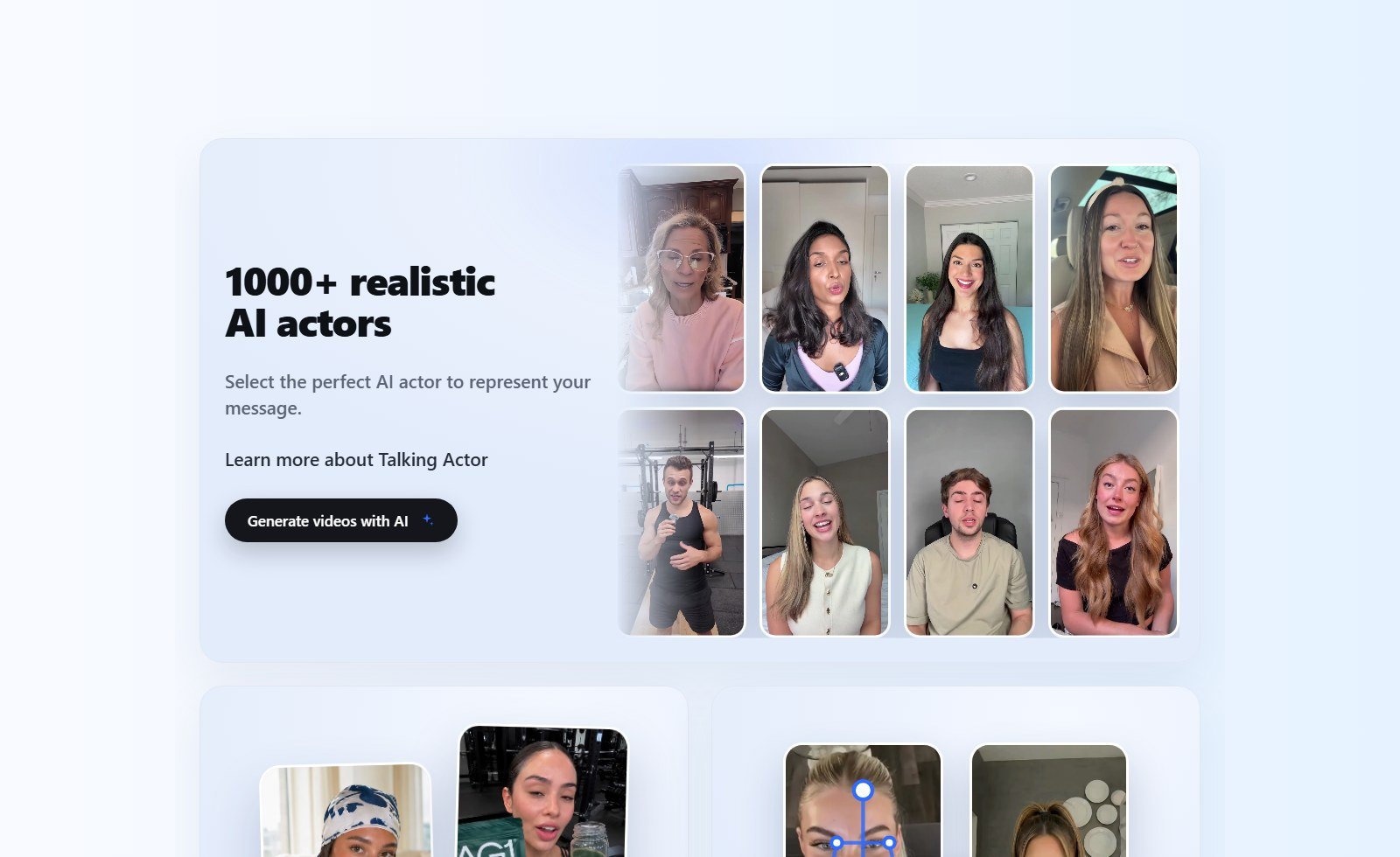 MakeUGC 1000 plus realistic AI actors marketing grid